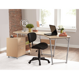 (Scratch and Dent) Realspace Brent Dog-Leg Desk, Oak