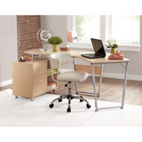 (Scratch and Dent) Realspace Brent Dog-Leg Desk, Oak