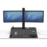 (Scratch & Dent) Fellowes Outlet Lotus VE Steel Sit-Stand Workstation, Dual, Black