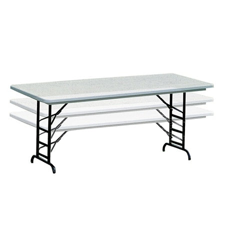 Realspace Outlet Adjustable-Height Molded Plastic Top Folding Table, 6'W, Platinum