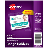 Avery Outlet Heavy-Duty Badge Holders, Landscape, 3" x 4", 25 Holders (74471)
