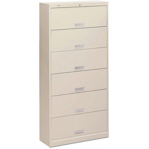 (Scratch & Dent) HON Brigade 600 Series Shelf File, 6 Shelves with Locking Doors, Letter Size, 75 7/8"H x 36"W x 13 3/4"D, Putty