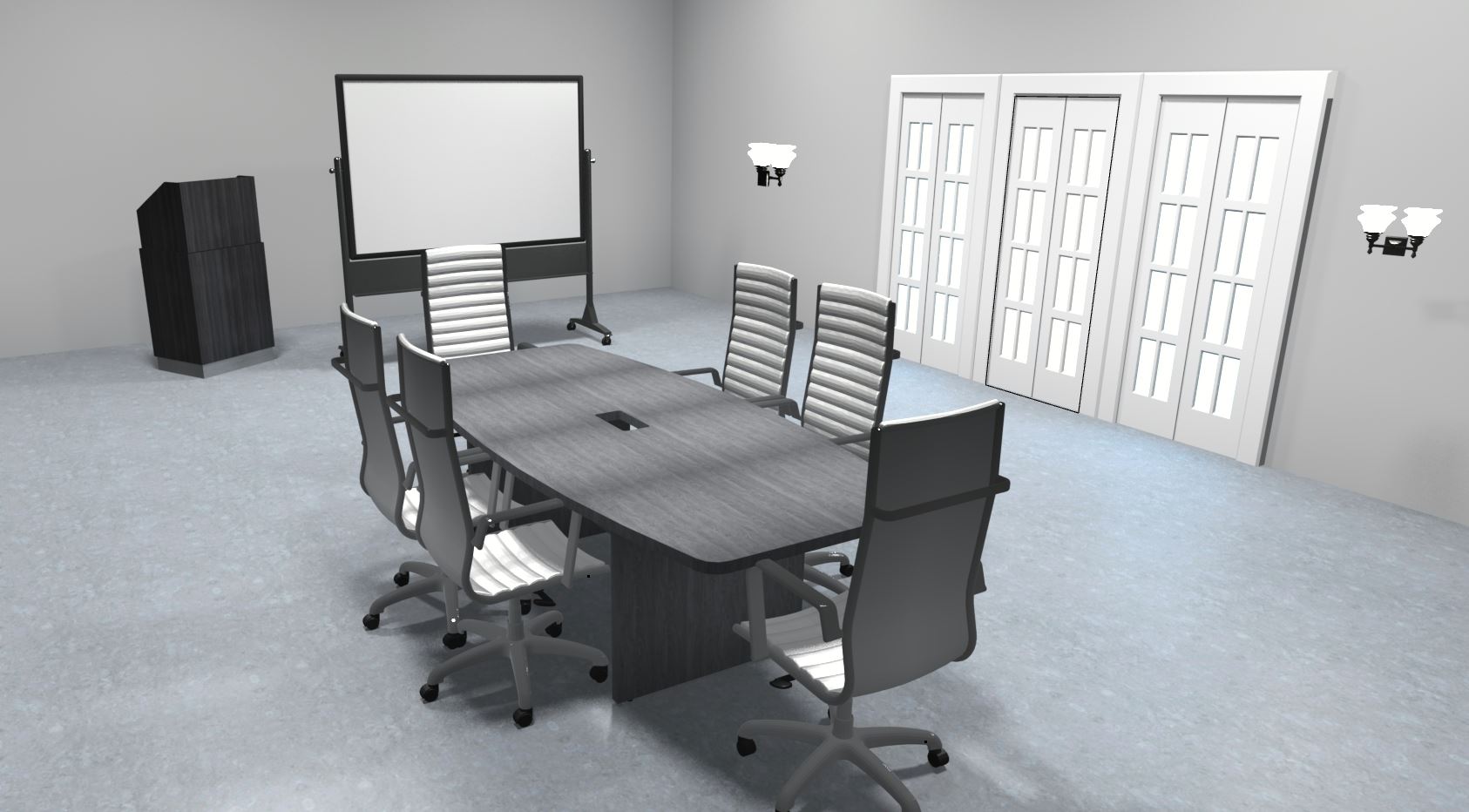 Sheridan 8-Ft. Boat-Shaped Conference Table with Silver Rectangular Grommet, 94.5