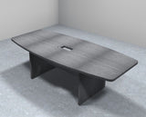 Sheridan 8-Ft. Boat-Shaped Conference Table with Silver Rectangular Grommet, 94.5"Wide x 43"Deep x 30"High, Stone Gray