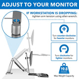 Mount-It! Sit-Stand Workstation For Single Monitor And Keyboard, 23"H x 36"W x 9"D, Silver