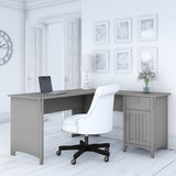 Bush Furniture Salinas L Shaped Desk With Storage, Cape Cod Gray