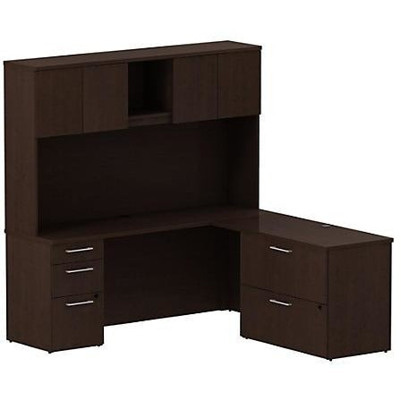 Bush Business Furniture 300 Series Office Desk With Hutch And 2 Pedestals, 72