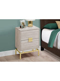 Monarch Specialties Retro 2-Drawer Accent Table, Rectangular, Beige Marble/Gold