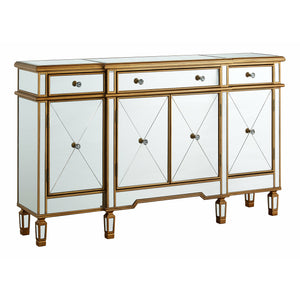 (Scratch & Dent) Powell Bennie Console Table, 60"W x 14"D, Mirror/Gold