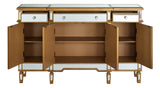 (Scratch & Dent) Powell Bennie Console Table, 60"W x 14"D, Mirror/Gold