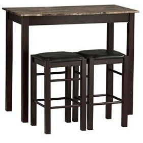 (Scratch & Dent) Linon Home Tavern Outlet 3-Piece Counter Set, Espresso/Black