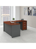 (Scratch and Dent) Bush Business Furniture Components Bow-Front L-Shaped Desk, With 36"W Return And 3-Drawer Mobile File Cabinet, 60"W x 43"D, Right Handed, Hansen Cherry