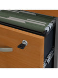 BBF Components 72"W Bow-Front L-Shaped Desk, 72"W Left Handed Return, 3-Drawer Mobile File Cabinet, Natural Cherry