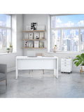Kathy ireland Outlet Office by Bush Business Furniture Echo Credenza Desk With Mobile File Cabinet, Pure White, Standard Delivery