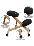 Flash Furniture Wood Mobile Ergonomic Kneeling Chair, Black/Brown
