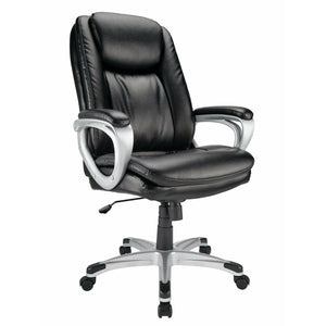 Realspace Treswell Bonded Leather High-Back Executive Chair, Black/Silver