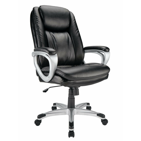 Realspace Treswell Bonded Leather High-Back Executive Chair, Black/Silver