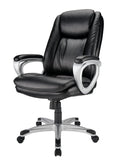Realspace Treswell Bonded Leather High-Back Executive Chair, Black/Silver