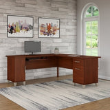 (Scratch & Dent) Bush Furniture Somerset L Shaped Desk, 72"W, Hansen Cherry