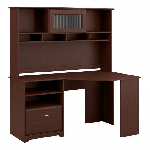 Bush Furniture Cabot Corner Desk With Hutch, Harvest Cherry