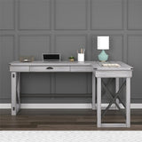 (Scratch & Dent) Ameriwood Home Wildwood L-Shaped Desk With Lift Top, Distressed Whitewash