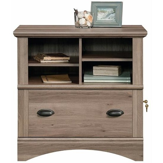 Sauder Harbor View Letter Size/Legal Size Lateral File Cabinet, 1 Drawer, Salt Oak