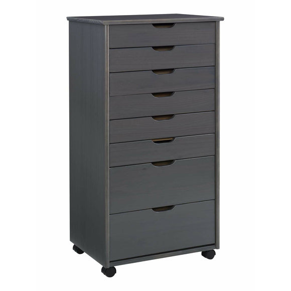Linon Home Decor Products Casimer 8-Drawer Rolling Home Office Storage Cart, Grey