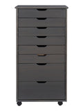 Linon Home Decor Products Casimer 8-Drawer Rolling Home Office Storage Cart, Grey
