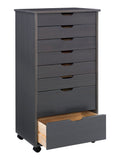 (Scratch and Dent) Linon Home Decor Products Casimer 8-Drawer Rolling Home Office Storage Cart, Gray