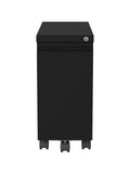 (Scratch and Dent) Lorell 5th Wheel Slim 20"D Vertical 1-Drawer Pedestal Cabinet, Metal, Black
