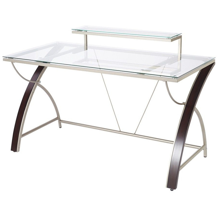 Realspace Outlet Axley Glass Computer Desk, Cherry/Silver – Office ...