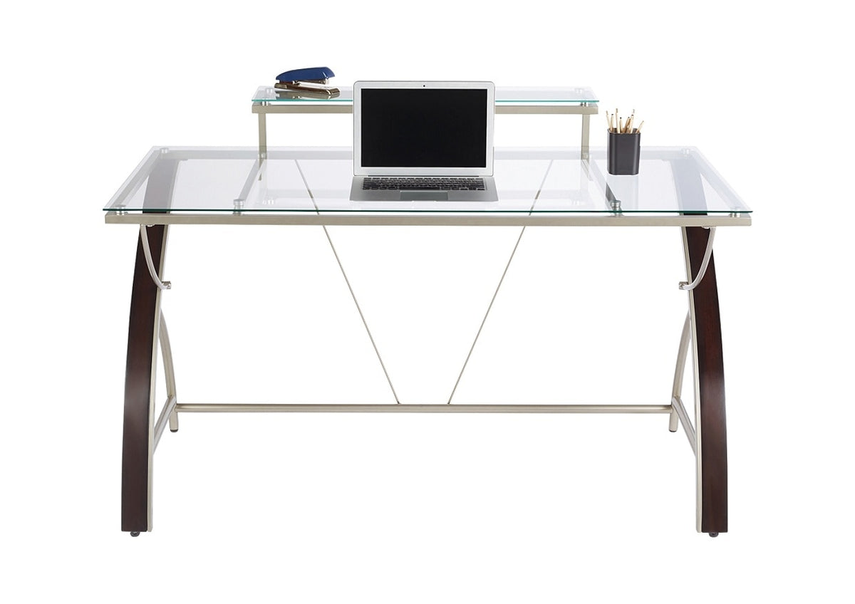 Realspace Outlet Axley Glass Computer Desk, Cherry/Silver – Office ...