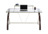 Realspace Outlet Axley Glass Computer Desk, Cherry/Silver