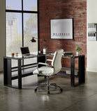 Realspace Modern Comfort Series Winsley Bonded Leather Managerial Mid-Back Chair, White/Silver
