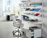 Realspace Modern Comfort Series Winsley Bonded Leather Managerial Mid-Back Chair, White/Silver