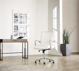 Realspace Modern Comfort Series Winsley Bonded Leather Managerial Mid-Back Chair, White/Silver