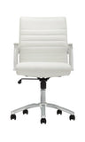 Realspace Modern Comfort Series Winsley Bonded Leather Managerial Mid-Back Chair, White/Silver