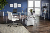 Realspace Modern Comfort Series Winsley Bonded Leather Managerial Mid-Back Chair, White/Silver