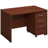 (Scratch & Dent) Bush Business Furniture Components Elite 48"W x 30"D Desk With 3-Drawer Mobile Pedestal, Hansen Cherry