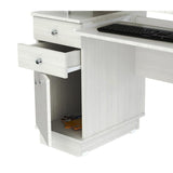 Inval Outlet Computer Work Center With Hutch, 53 3/10"H x 49 4/5"W x 18 1/2"D, Laricina White