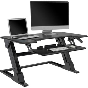 Realspace Standing Desk Riser With Keyboard Tray, 19-5/16"H x 35-7/16" x 20-1/2", Black
