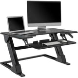 Realspace Standing Desk Riser With Keyboard Tray, 19-5/16"H x 35-7/16" x 20-1/2", Black