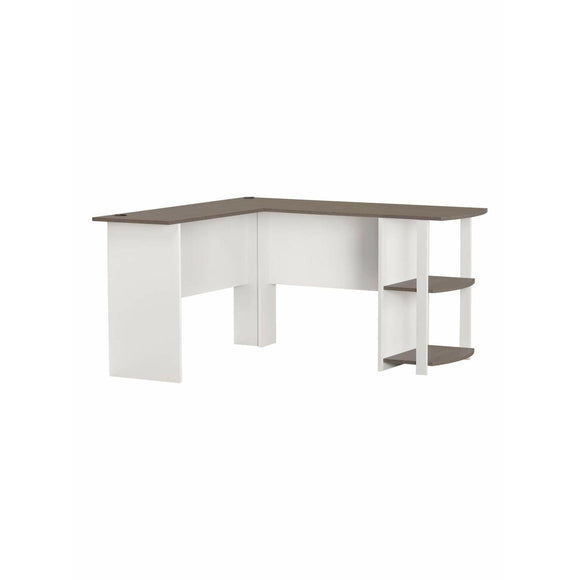 (Scratch and Dent) Ameriwood Outlet  Home Dakota L-Shaped Desk With Bookshelves, White