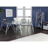 Realspace Vista L-Shaped Glass Computer Desk, Silver