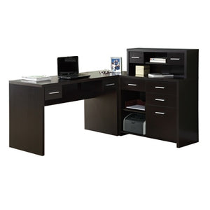 (Scratch & Dent) Monarch L-Shaped Computer Desk With Hutch, Cappuccino