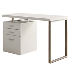 (Scratch & Dent) Monarch Specialties Computer Desk With Left/Right Pedestal, White