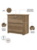 Bush Furniture Cabot 2-Drawer Lateral File Cabinet, Reclaimed Pine