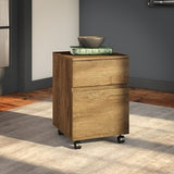 (Scratch & Dent) Bush Furniture Latitude 2 Drawer Mobile File Cabinet, Rustic Brown Embossed