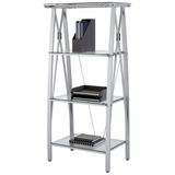 Realspace Vista 4-Shelf Glass Bookcase, Clear/Silver