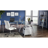 Realspace Vista 4-Shelf Glass Bookcase, Clear/Silver